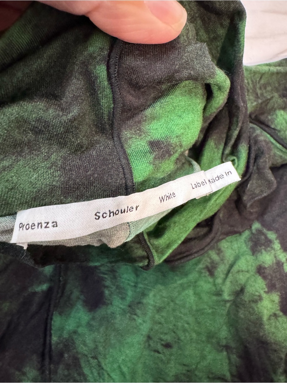 Proenza Schouler Green and Black Tie-Dye Dress